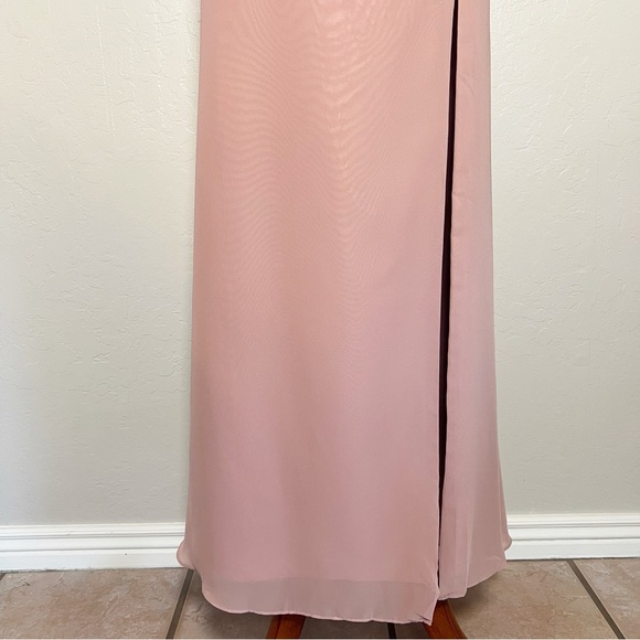 •AZAZIE•‎ Salma Sleeveless Sheath Side Slit Chiffon Dress in Dusty Rose Size A8 - Picture 6 of 15